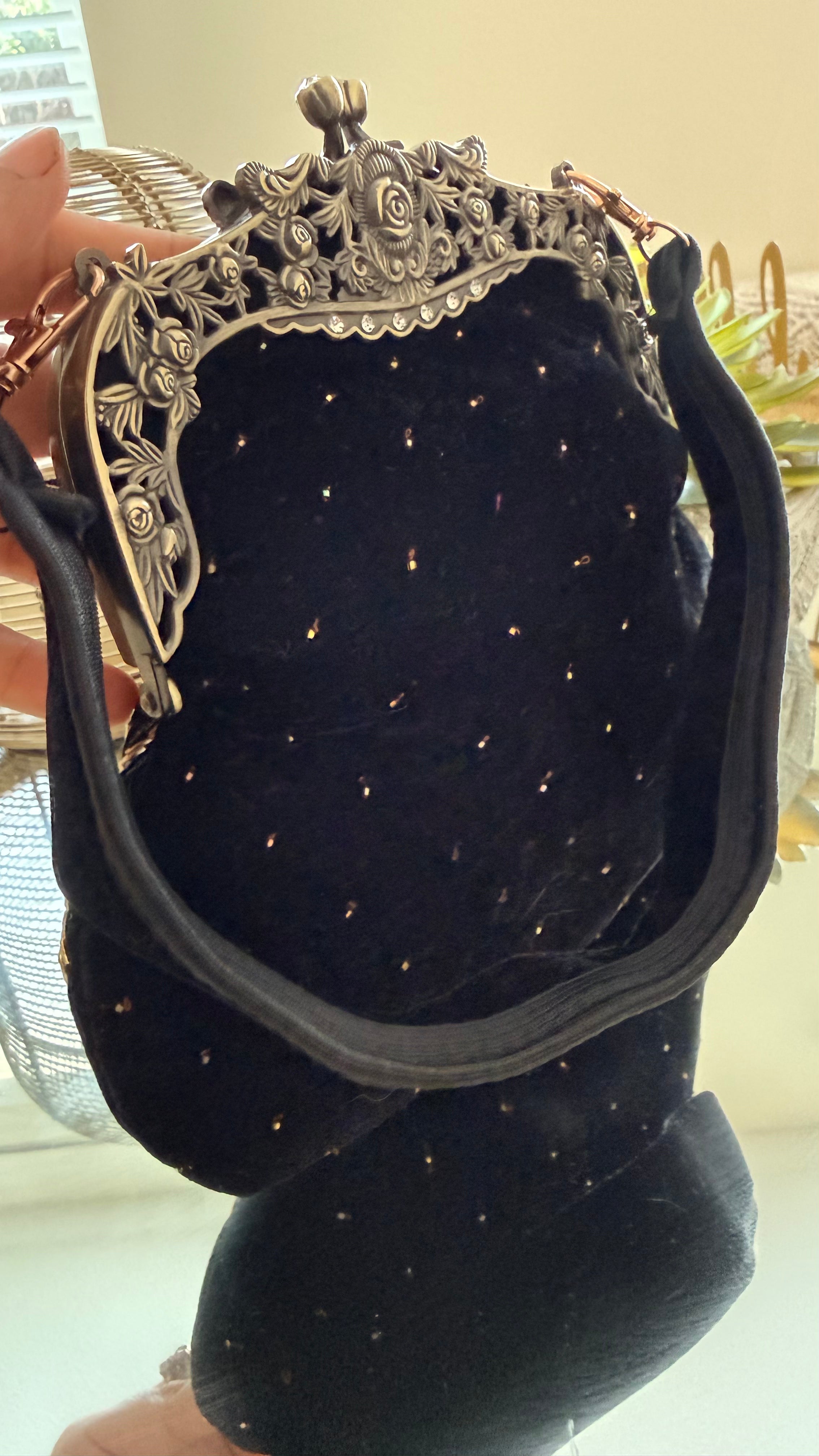 Velvet sling clutch bag with Aari & Mukesh Work
