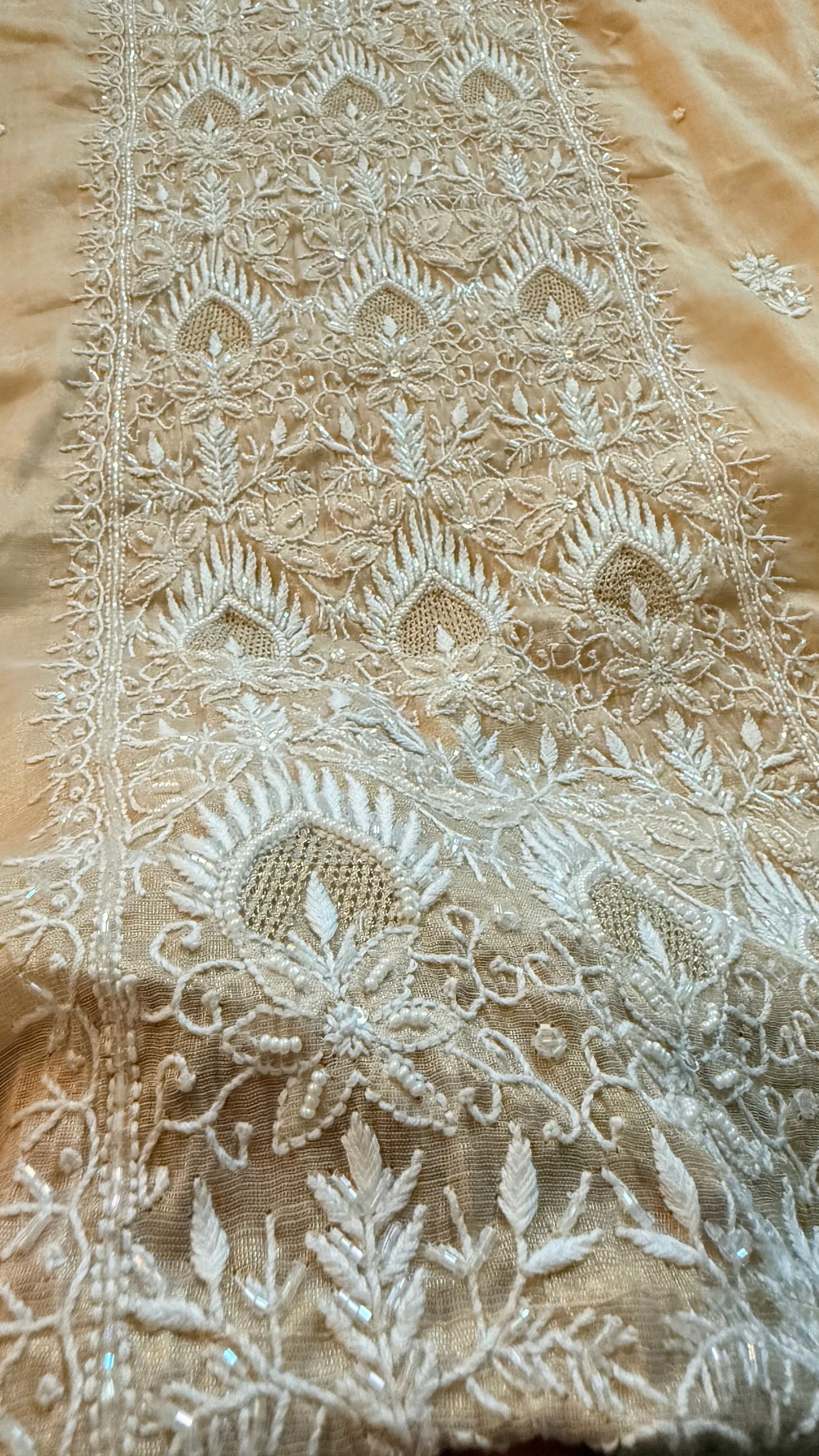 SAHAR: Tissue Silk Chikankari suit set