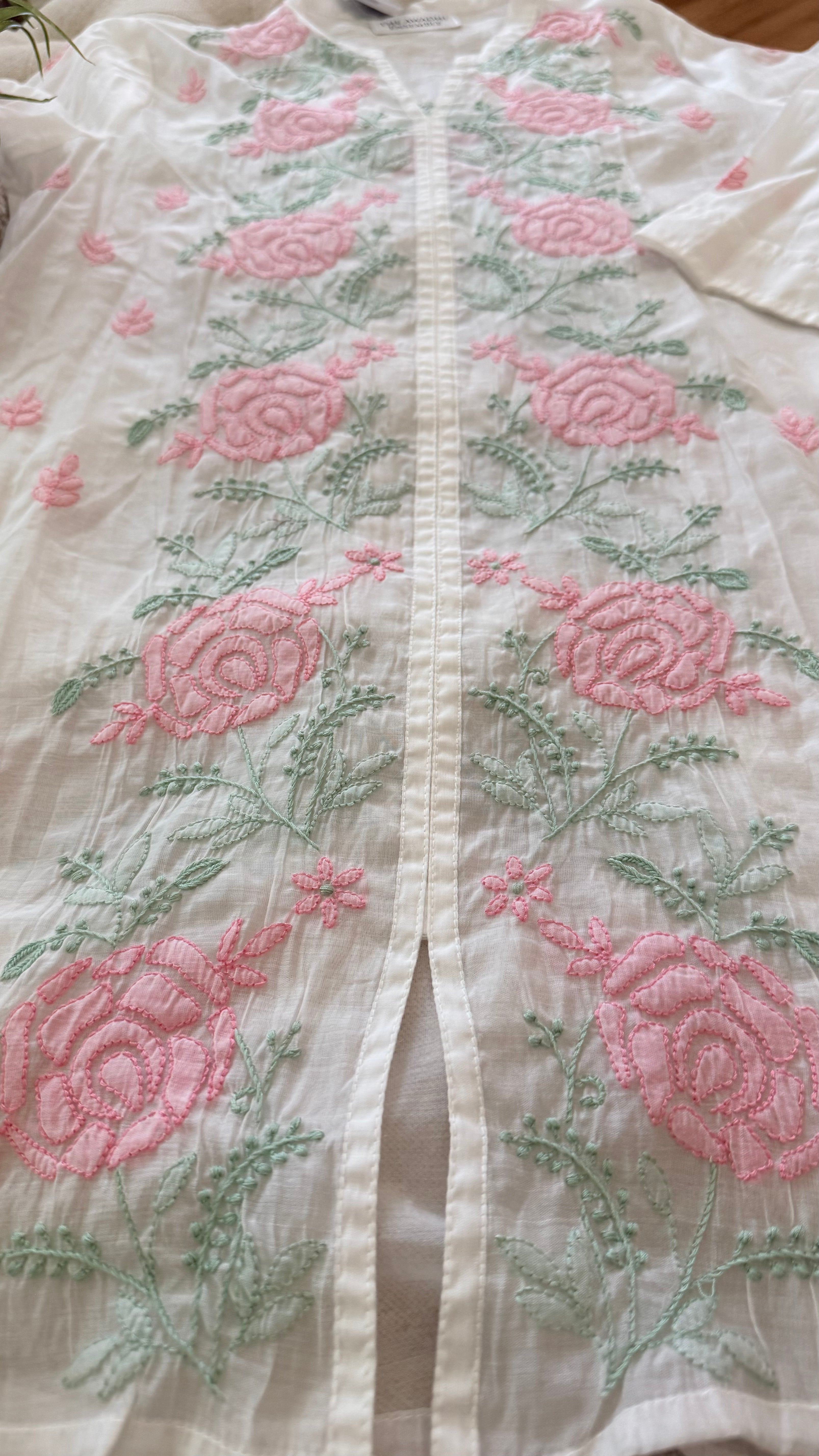 Mul Mul Medium Length Top with Chikankari