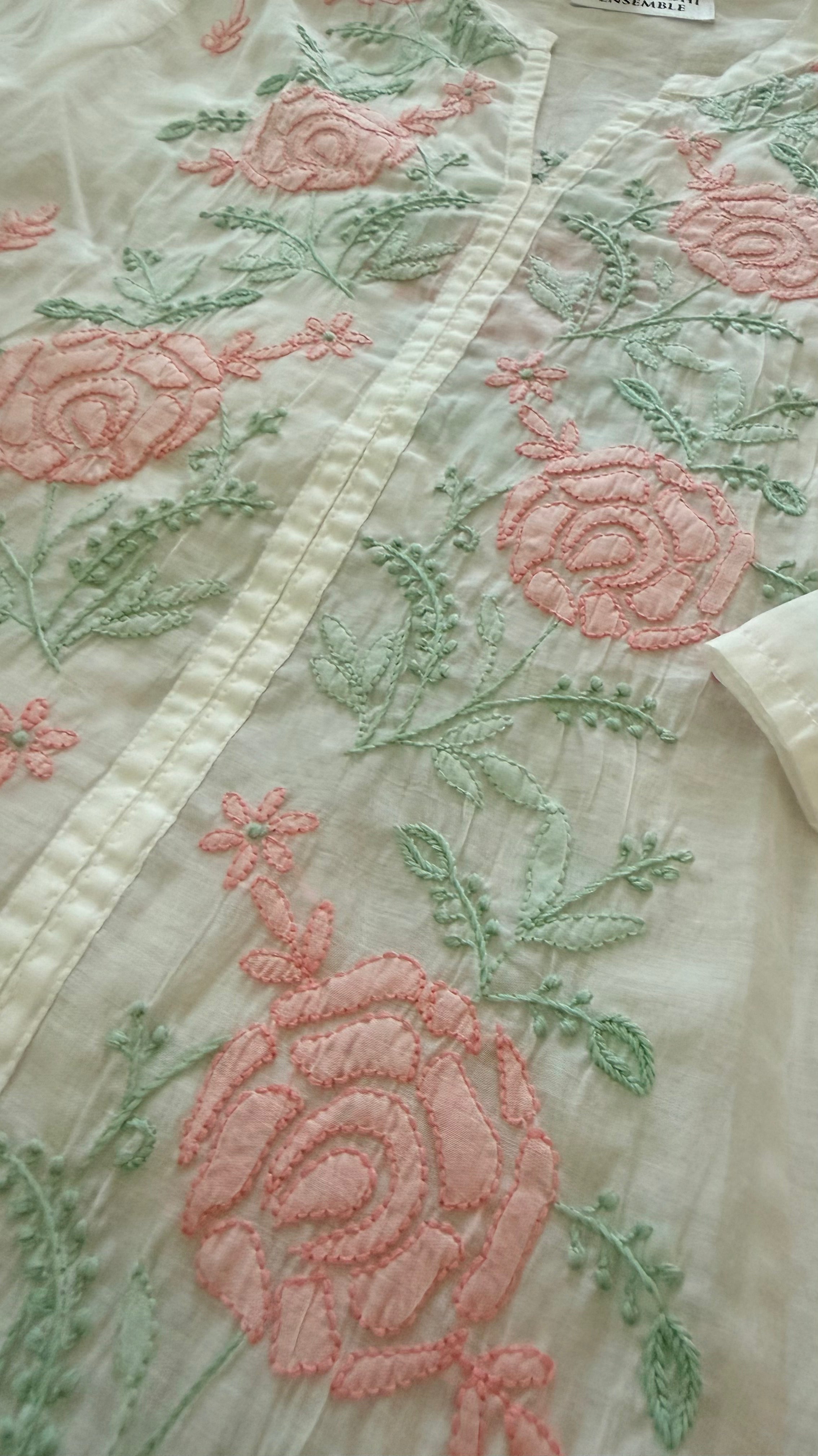 Mul Mul Medium Length Top with Chikankari