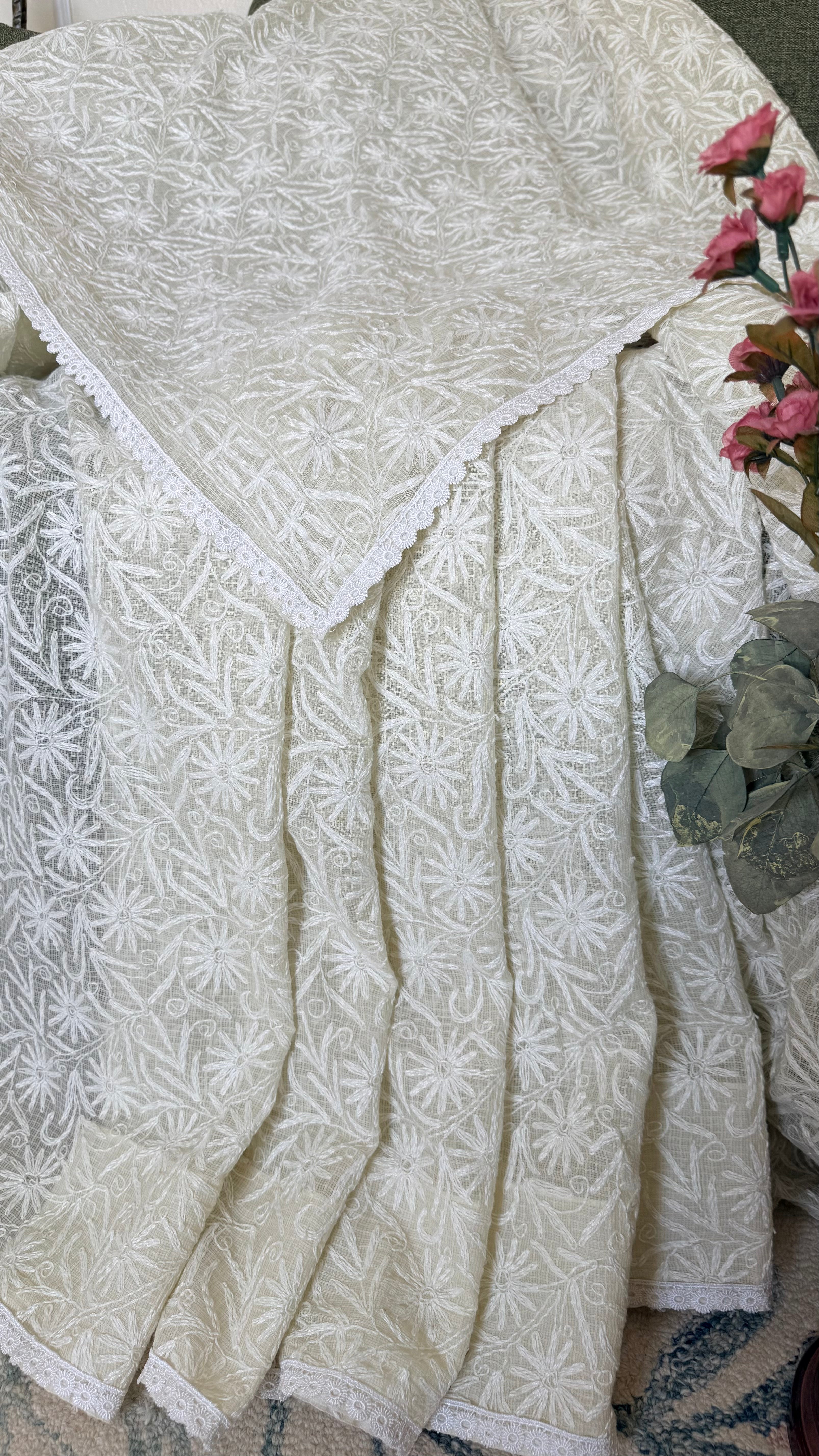 Kota Doriya Saree with Tepchi Work- Pista Green