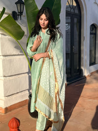 Raw Silk Ready to wear suit set with heavy chikankari dupatta