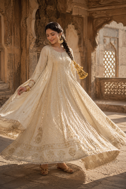 Georgette Chikankari Anarkali