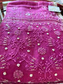 Chanderi Silk Chikankari Saree- Magenta