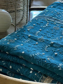 Chanderi Silk Chikankari Saree- Blue