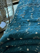 Chanderi Silk Chikankari Saree- Blue