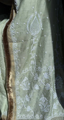Moonga Silk Saree- Pista Green