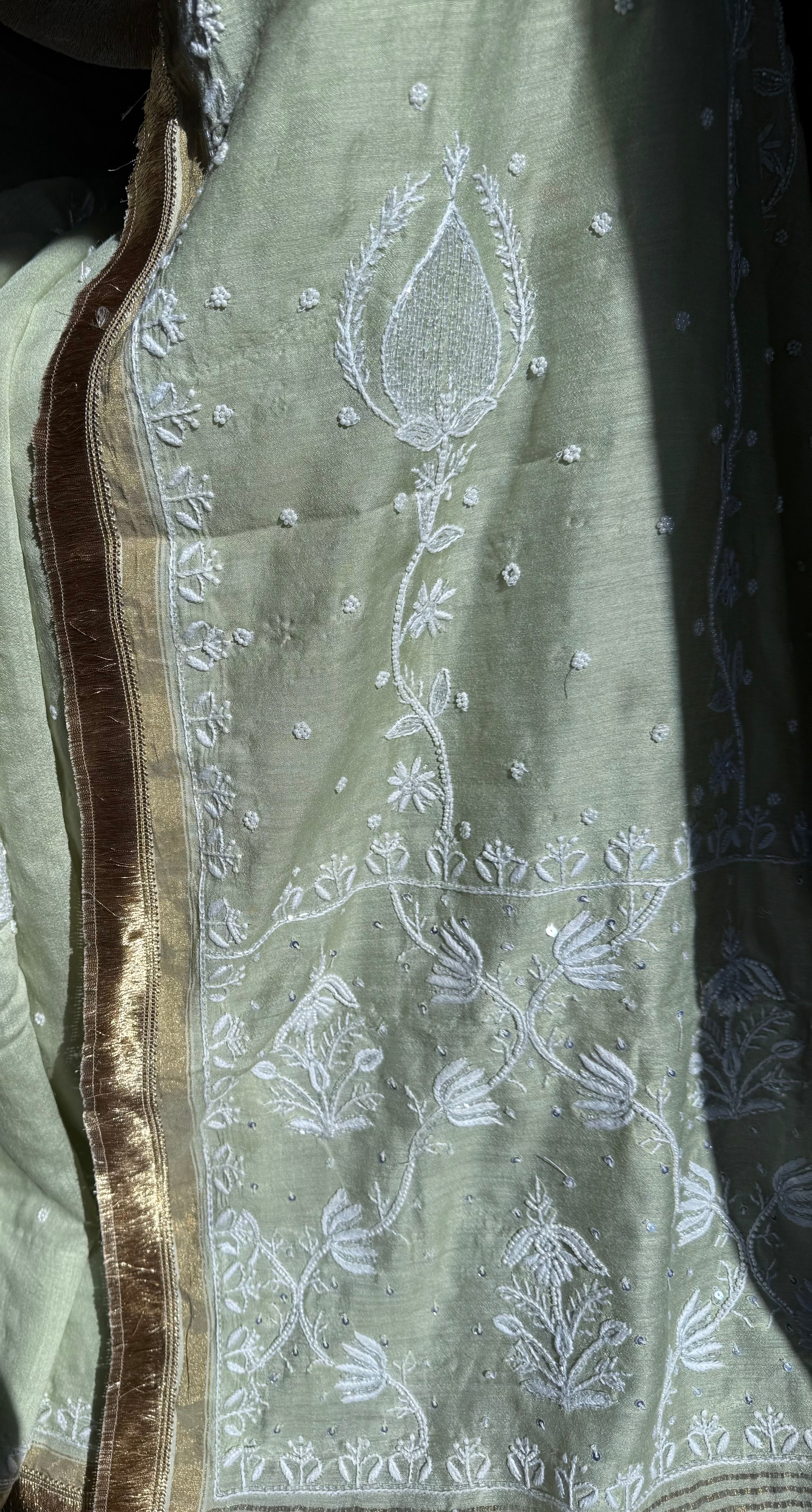 Moonga Silk Saree- Pista Green