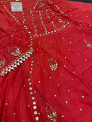 Mul Chanderi Pitta Work Angarkha Style Ready to Wear Set