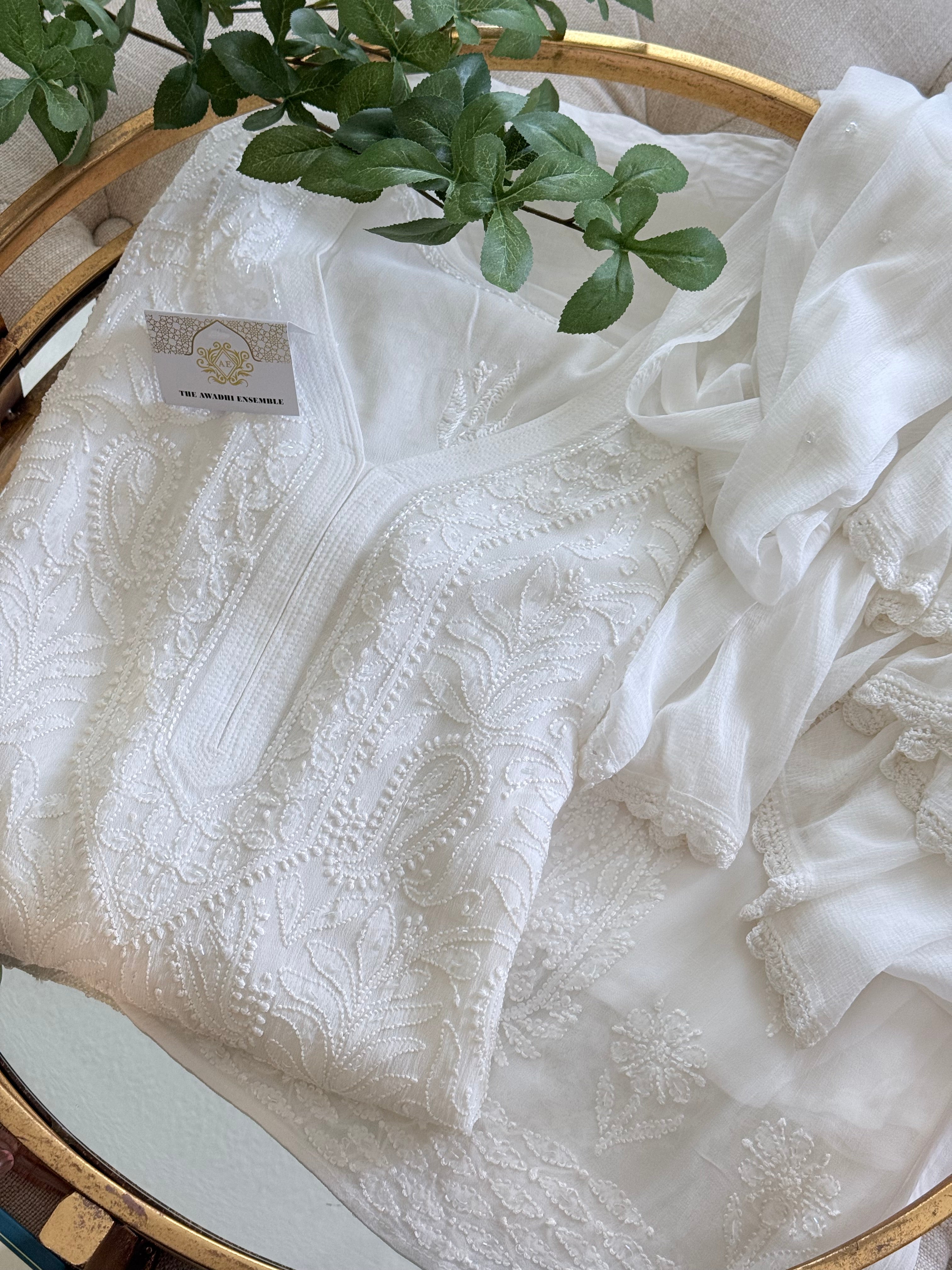 Viscose Georgette Ready to Wear Palazzo Set in Milky White