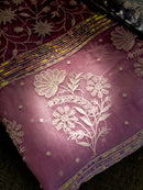 Pure Organza Saree with Chikankari: Purple