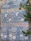 Pure Organza Saree with Chikankari: Bluish Grey