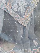 Pure Organza Saree with Chikankari: Bluish Grey