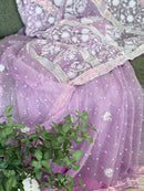 Pure Organza Saree with Chikankari: Purple