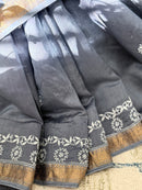 Chanderi Silk Saree with Chikankari: Grey