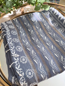 Chanderi Silk Saree with Chikankari: Grey