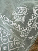 Chanderi Silk Saree with Chikankari: Pista Green