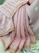 Chanderi Silk Saree with Chikankari: Soft Lilac