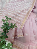 Chanderi Silk Saree with Chikankari: Soft Lilac