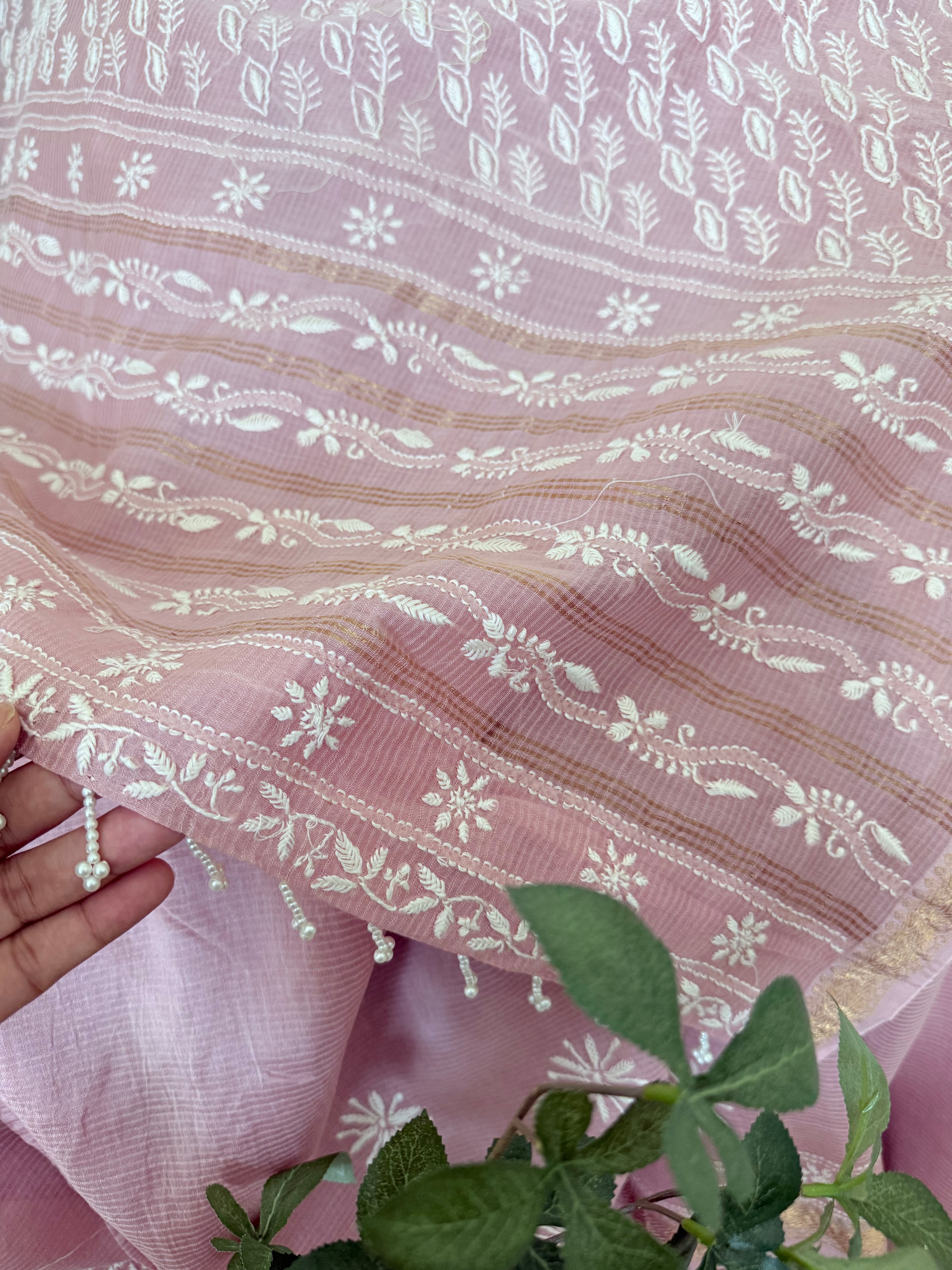 Chanderi Silk Saree with Chikankari: Soft Lilac