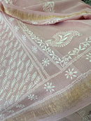 Chanderi Silk Saree with Chikankari: Soft Lilac