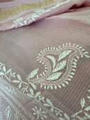 Chanderi Silk Saree with Chikankari: Soft Lilac