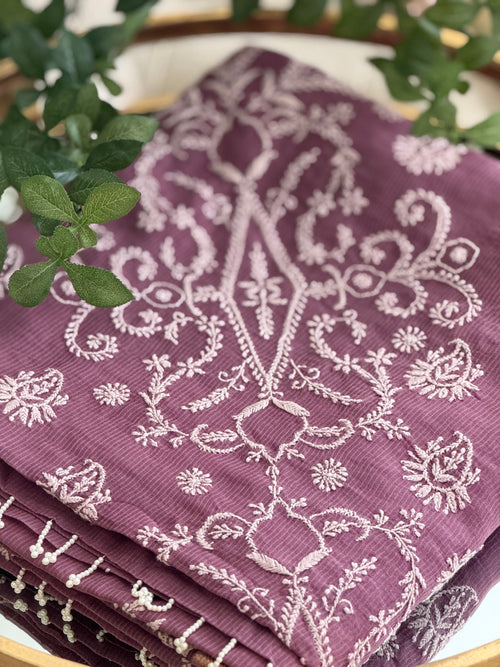 Chanderi Silk Saree with Chikankari