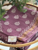 Chanderi Silk Saree with Chikankari
