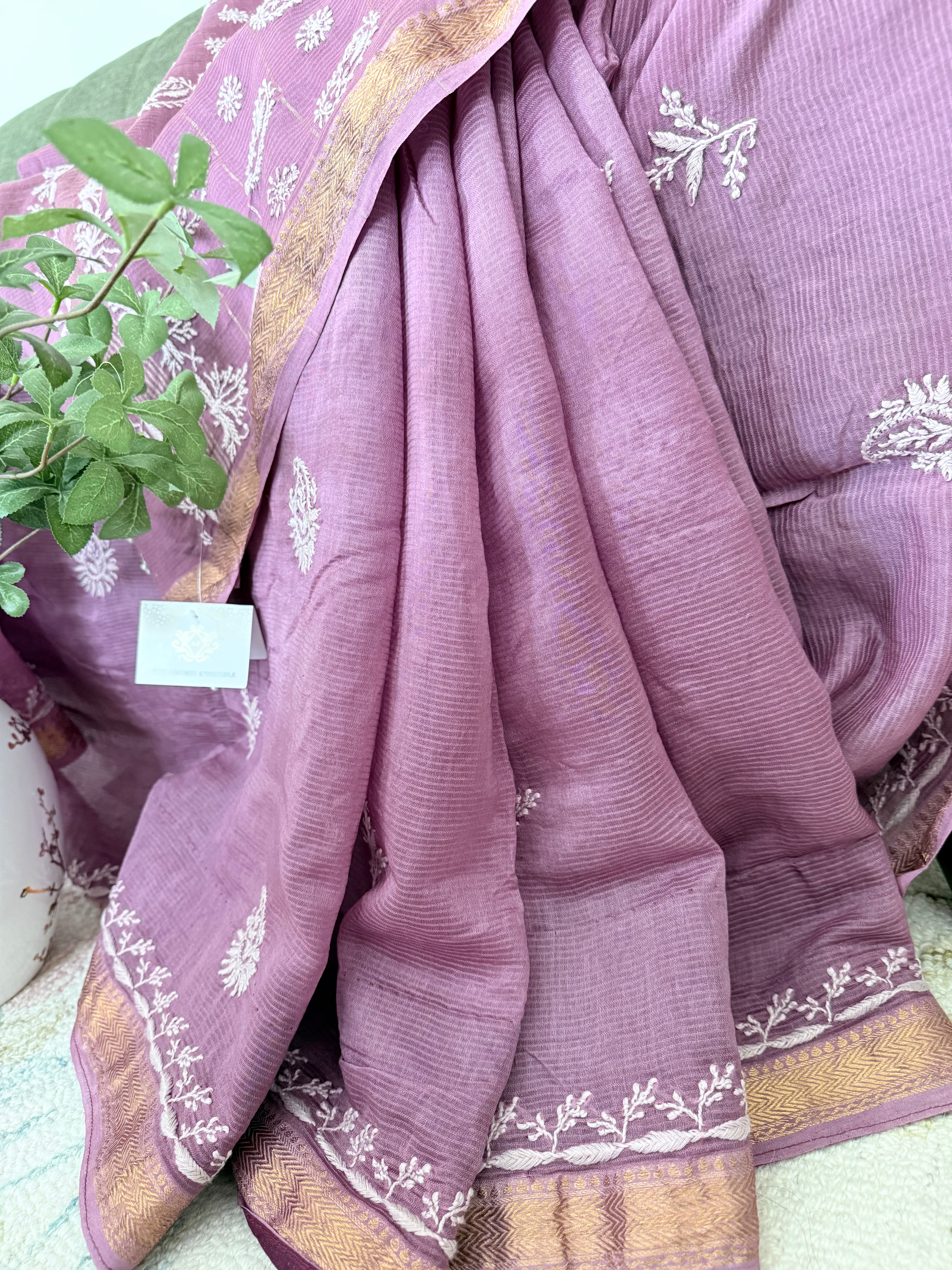 Chanderi Silk Saree with Chikankari