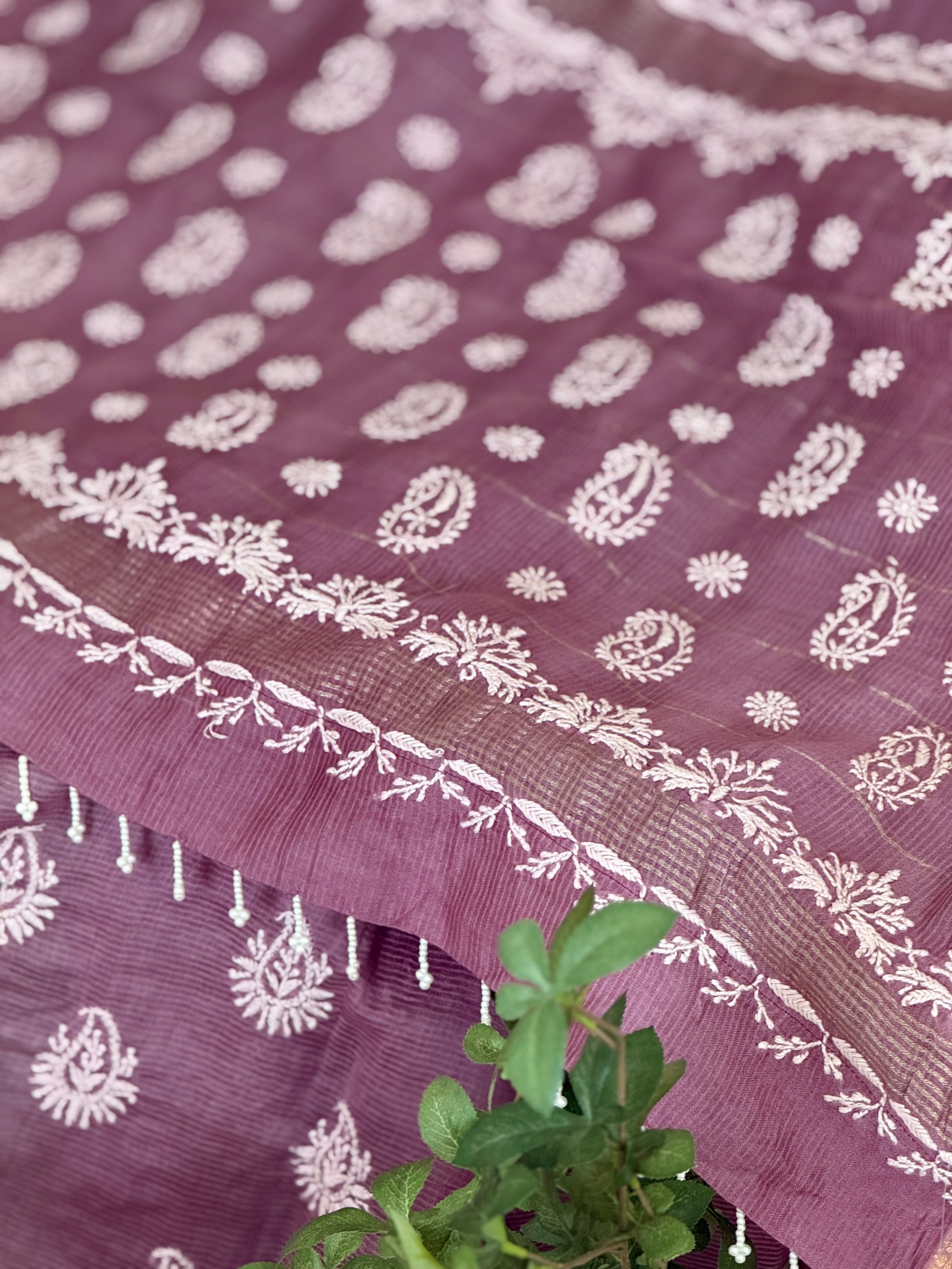 Chanderi Silk Saree with Chikankari