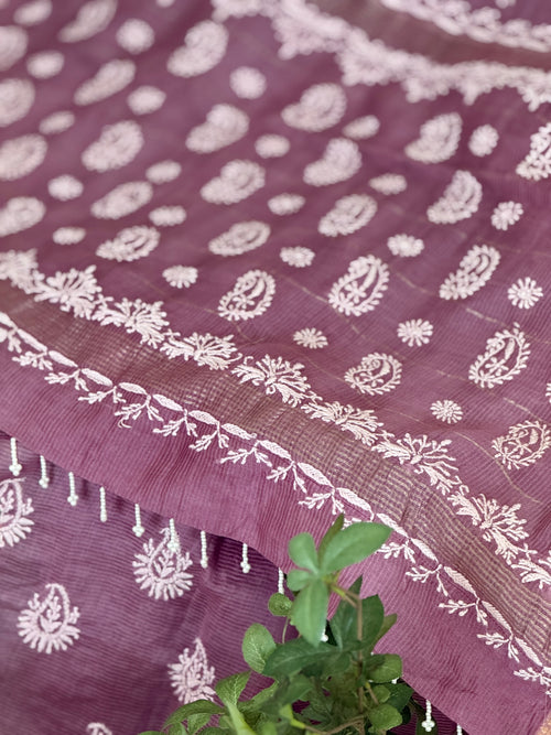 Chanderi Silk Saree with Chikankari