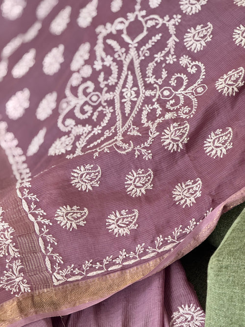 Chanderi Silk Saree with Chikankari