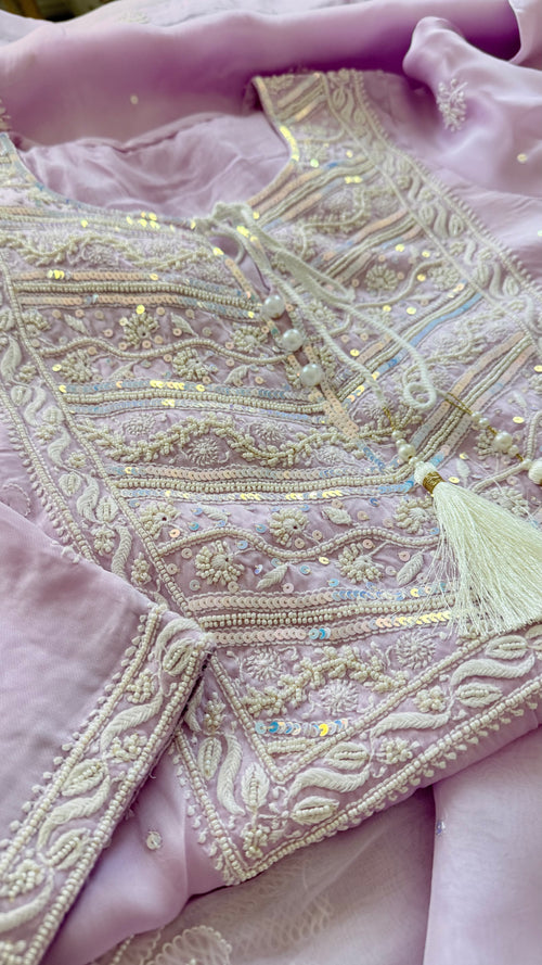 Ghazal: Pure Organza Silk Ready to Wear Set