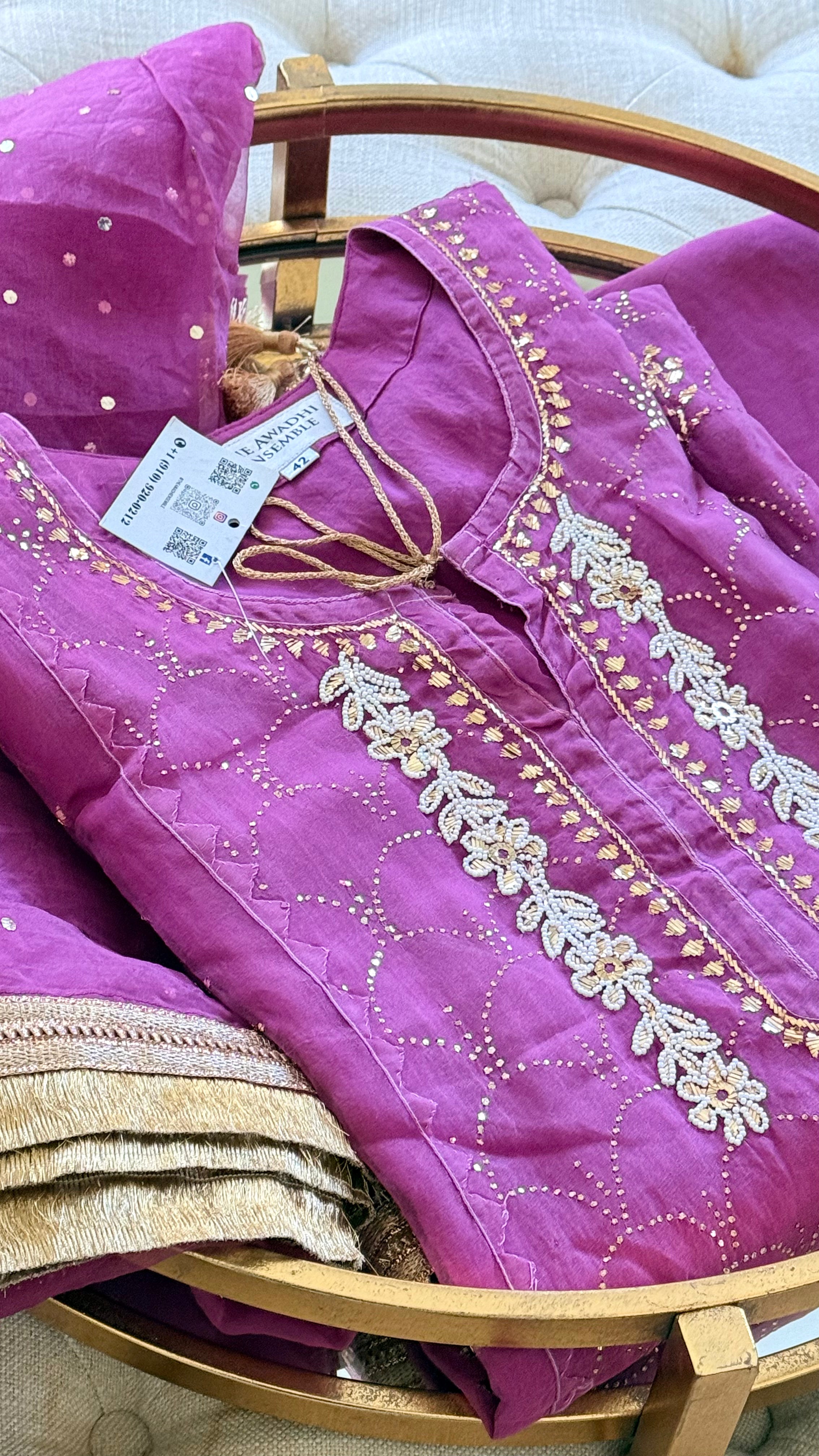 Ghazal Organza Ready to Wear Set with Pitta & Kaamdani Work