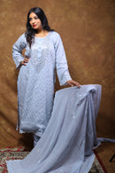 Mul Chanderi Ready to Wear Chikankari Set