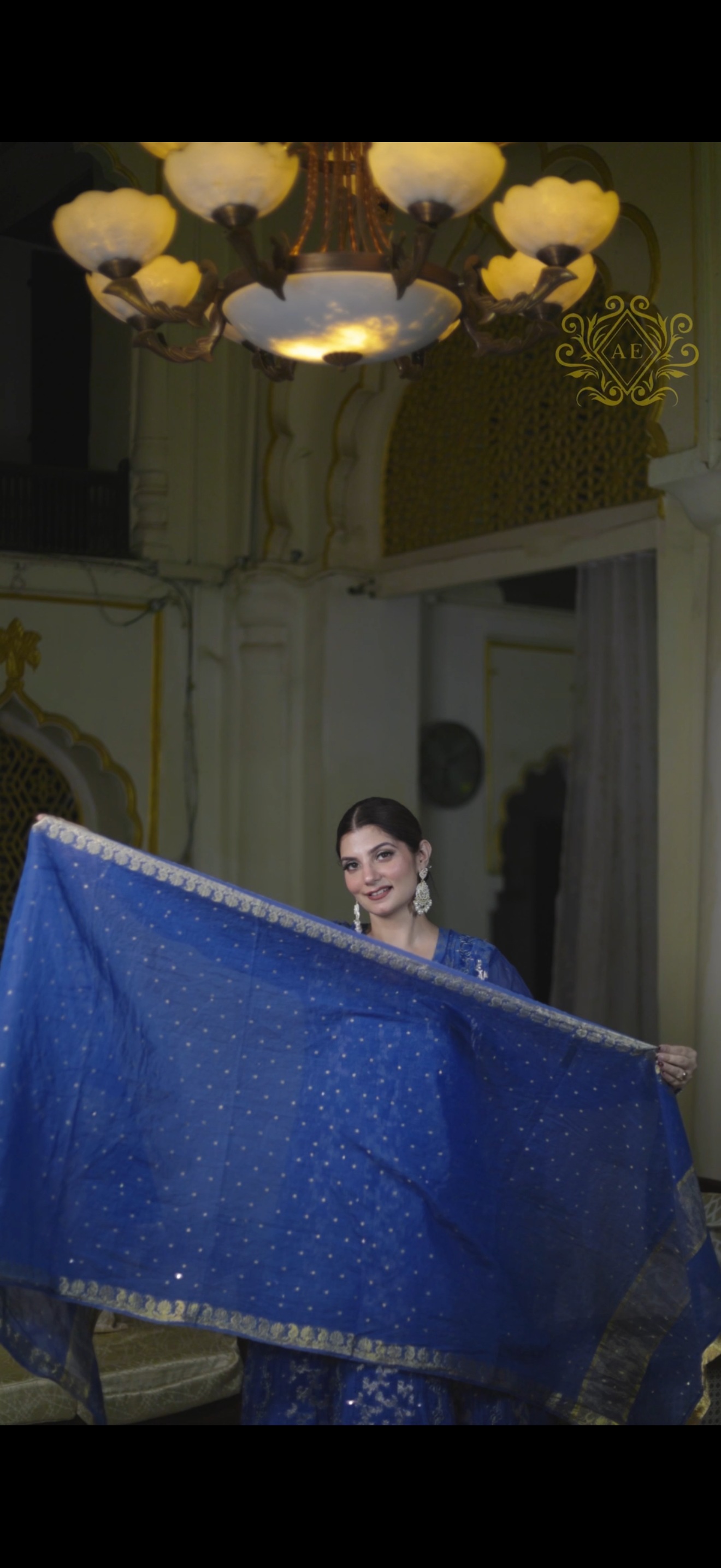 Mul Chanderi Banarasi Anarkali: Royal Blue