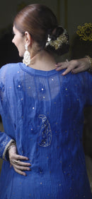 Mul Chanderi Banarasi Anarkali: Royal Blue