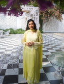 Mul Chanderi Anarkali: Ombre Lemon