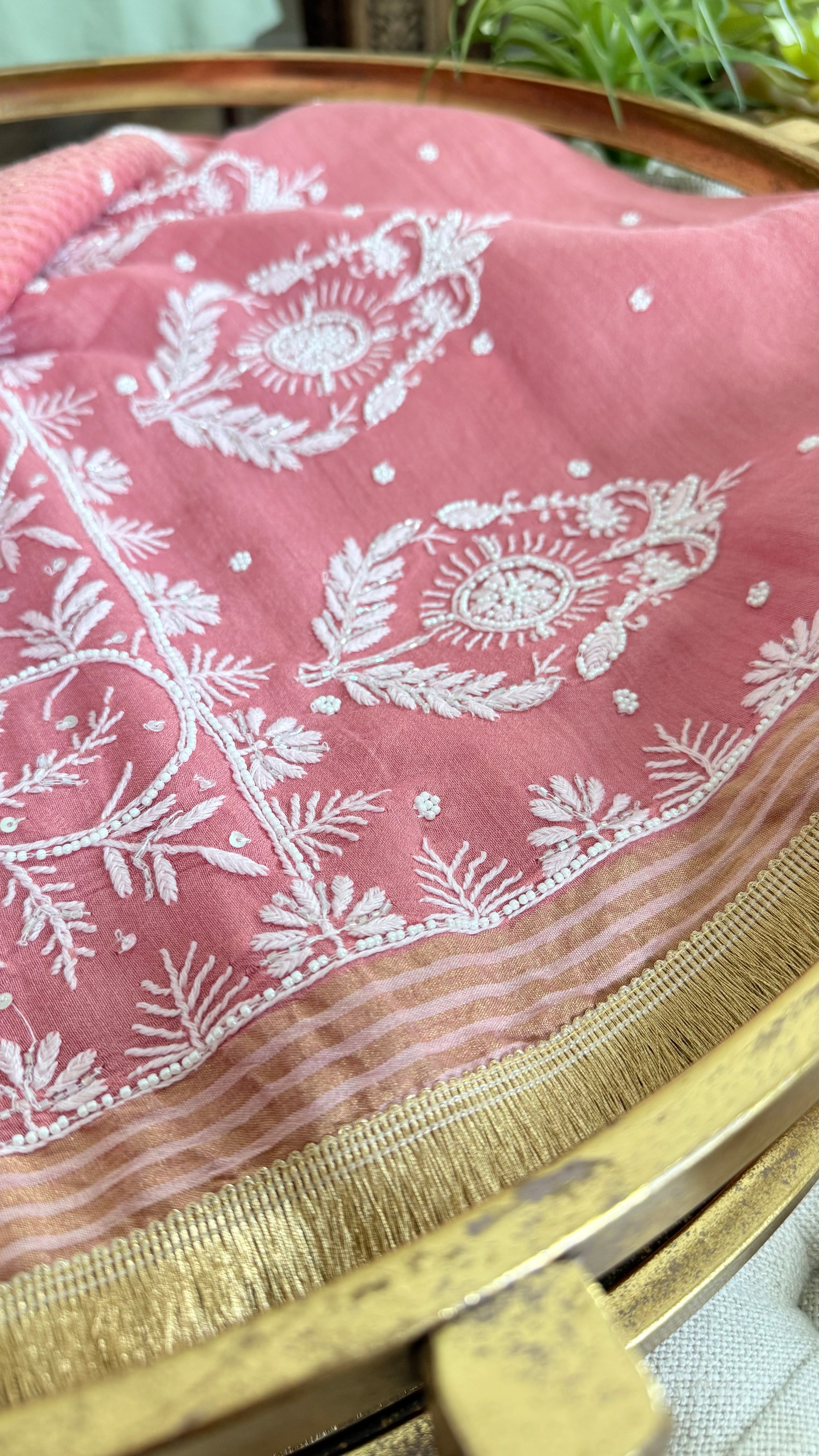 Moonga Silk Saree- Peach