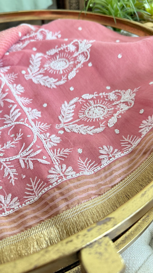 Moonga Silk Saree- Peach