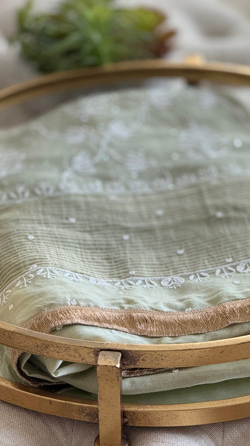 Moonga Silk Saree- Pista Green