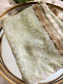 Moonga Silk Saree- Pista Green