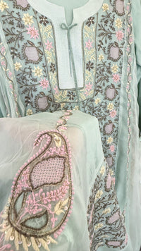 Pure Organza Silk Ready to Wear Anarkali- Green