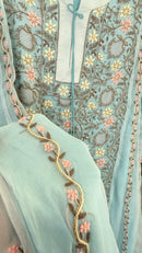 Pure Organza Silk Ready to Wear Anarkali- Green