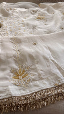 Organza Silk Ready to Wear Anarkali in Ivory & Gold