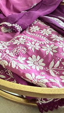 Crepe Silk 3 piece Ready to Wear Set: Purple Ombre