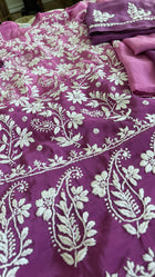 Crepe Silk 3 piece Ready to Wear Set: Purple Ombre