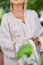 Organza Silk Ready to Wear Anarkali in Ivory & Gold