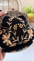 Velvet sling clutch bag with Aari & Mukesh Work