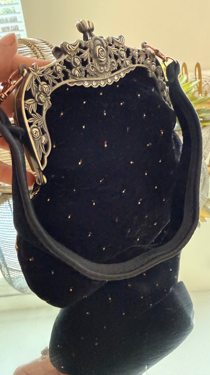 Velvet sling clutch bag with Aari & Mukesh Work